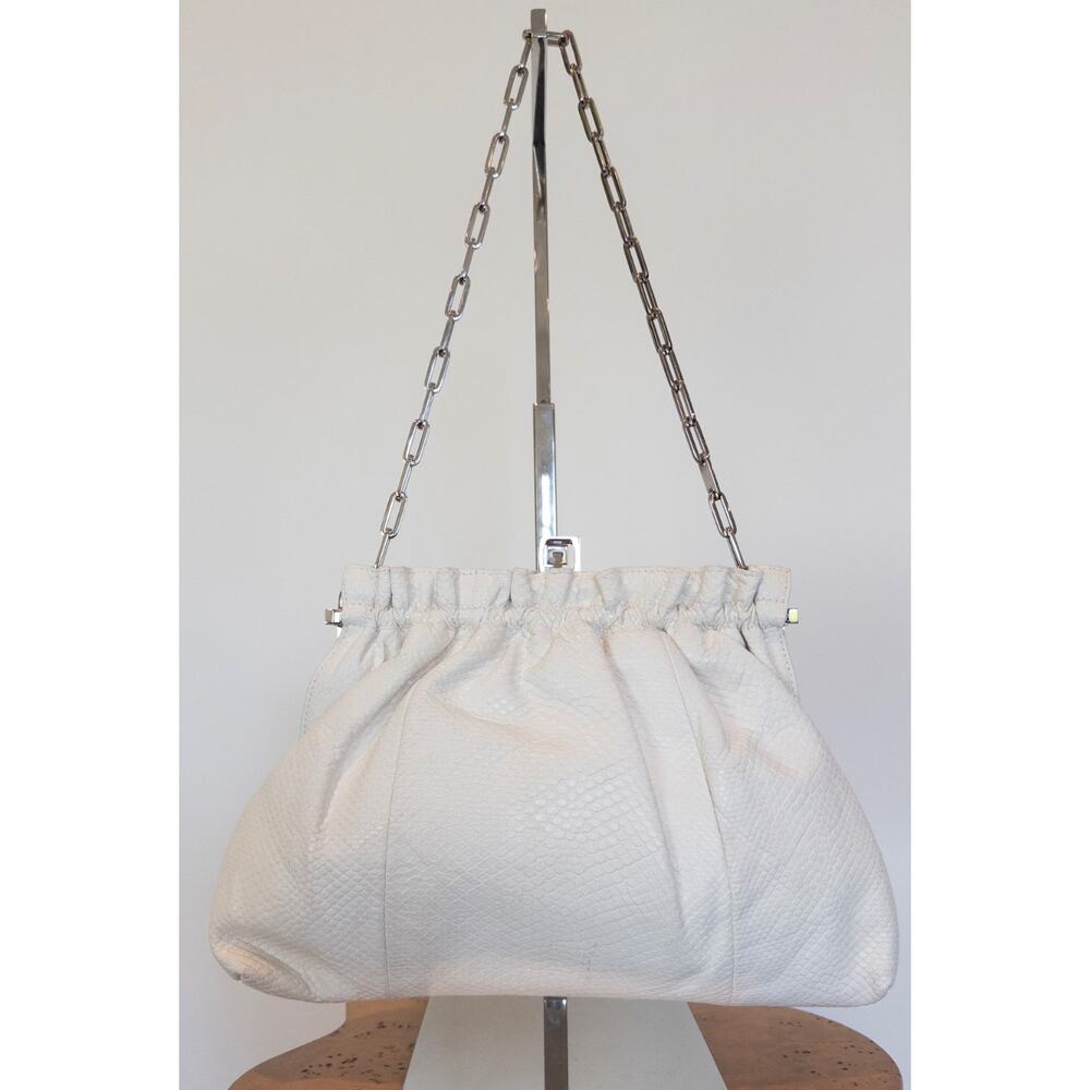 S/S 2000 Gucci by Tom Ford White Karung Skin Kiss Lock Chain Bag